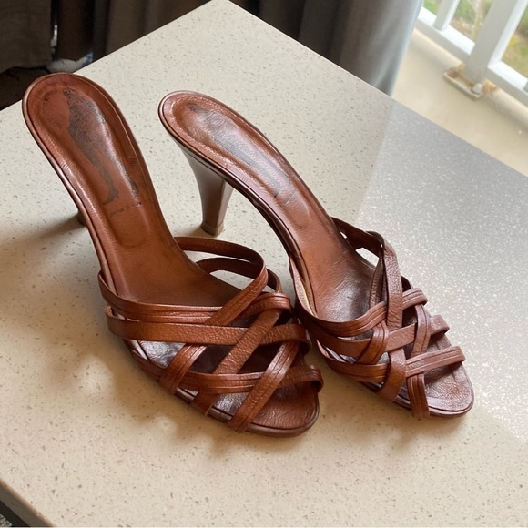 Sigerson Morrison Belle Strappy Sandals Brown Leather Slip Women’s Size 8 B - Picture 1 of 9